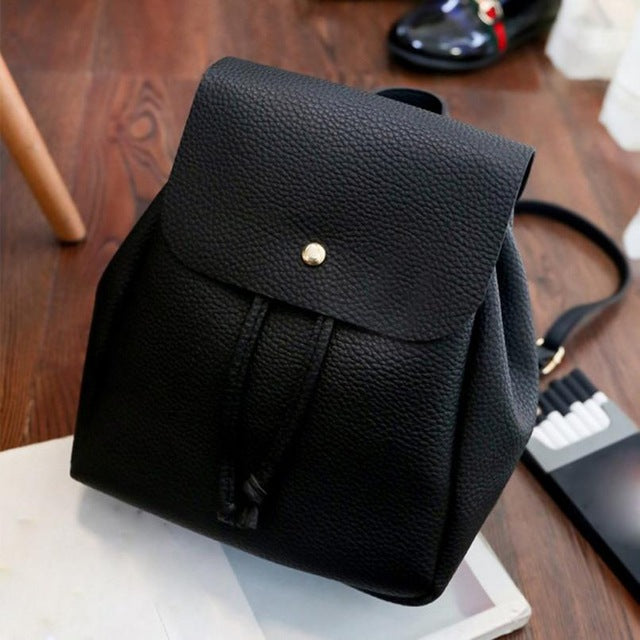 Backpack PU Leather Backpacks Women School Bags